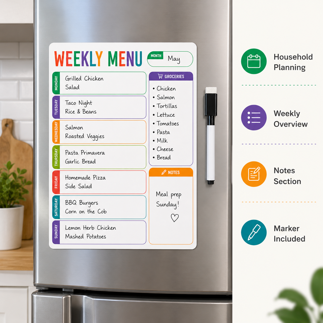 1pc Weekly Menu Fridge Whitebo - Planned Parenthood recensie en prijs
